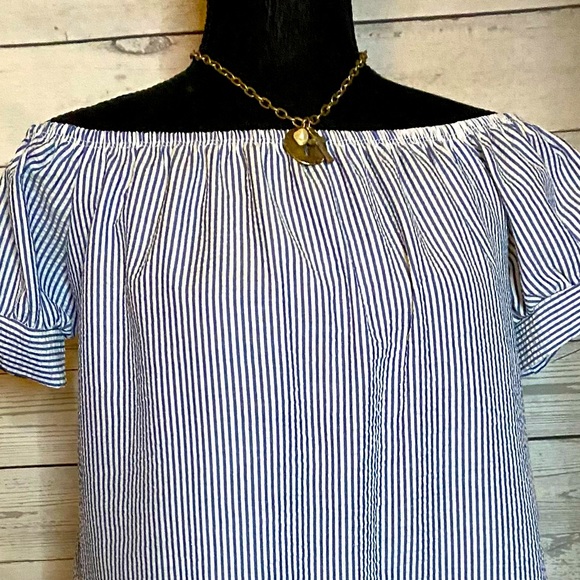 NWOT Blue/White Seersucker Dress size small - Picture 2 of 4